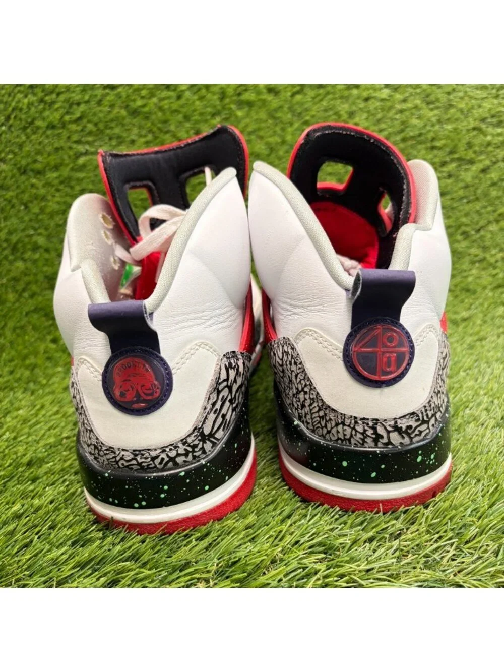 Nike Air Jordan Spizike Mens Size 13 White Red Athletic Leather Shoes Sneakers